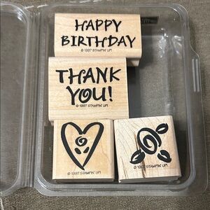 Stampin' Up! Mini Bold Greetings 4 Piece Wooden Stamp Set